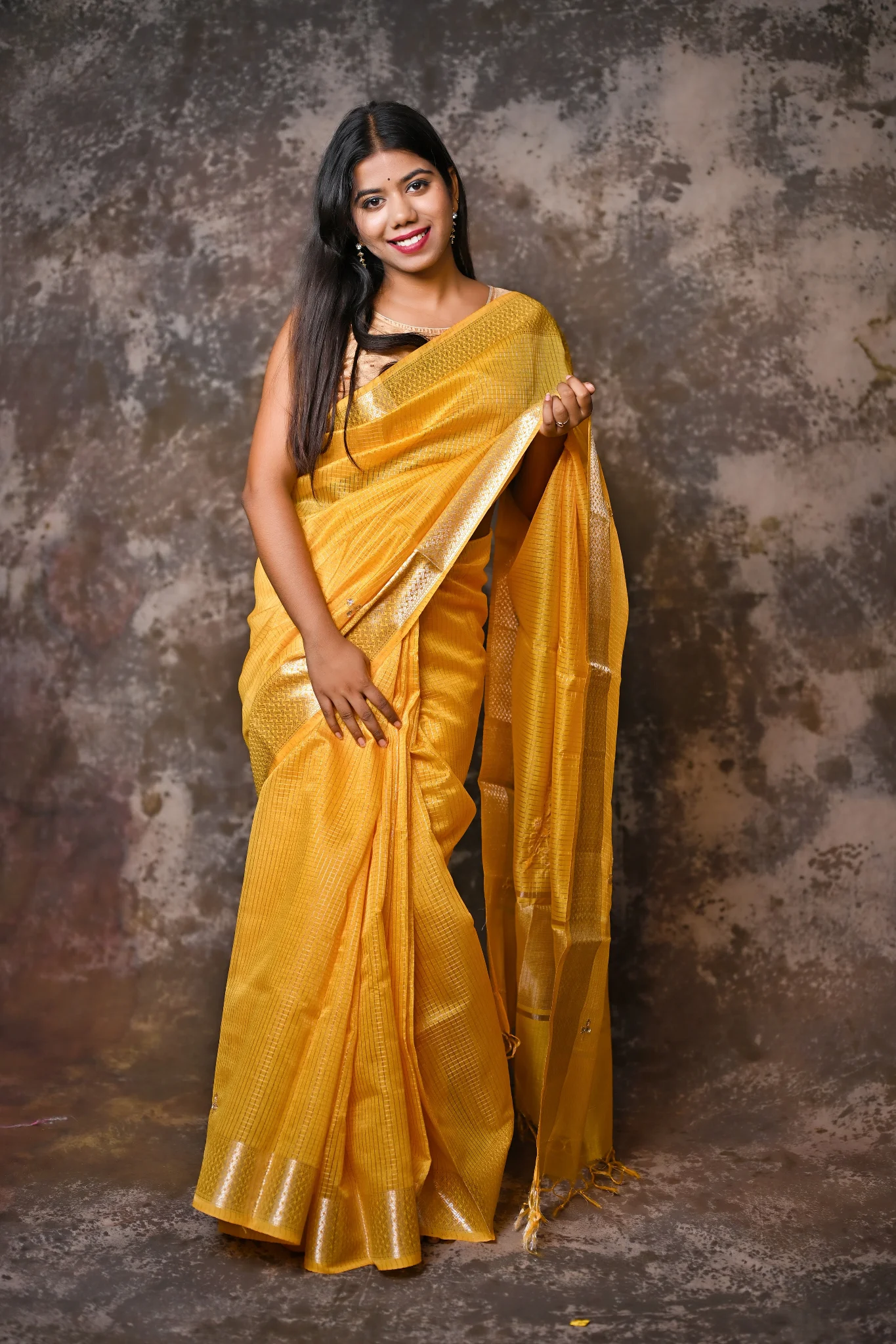 Yellow festive saree product