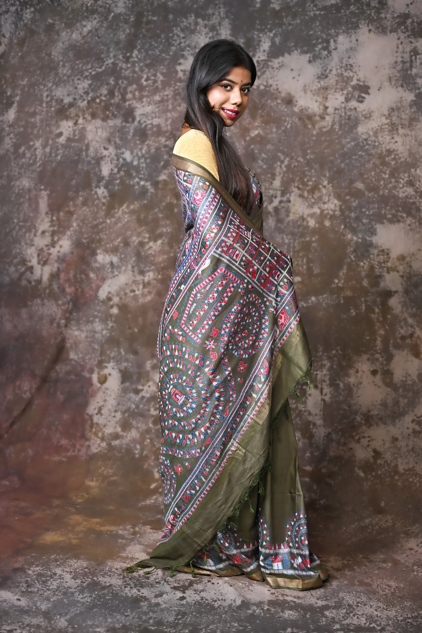 Red embroidered bridal saree
