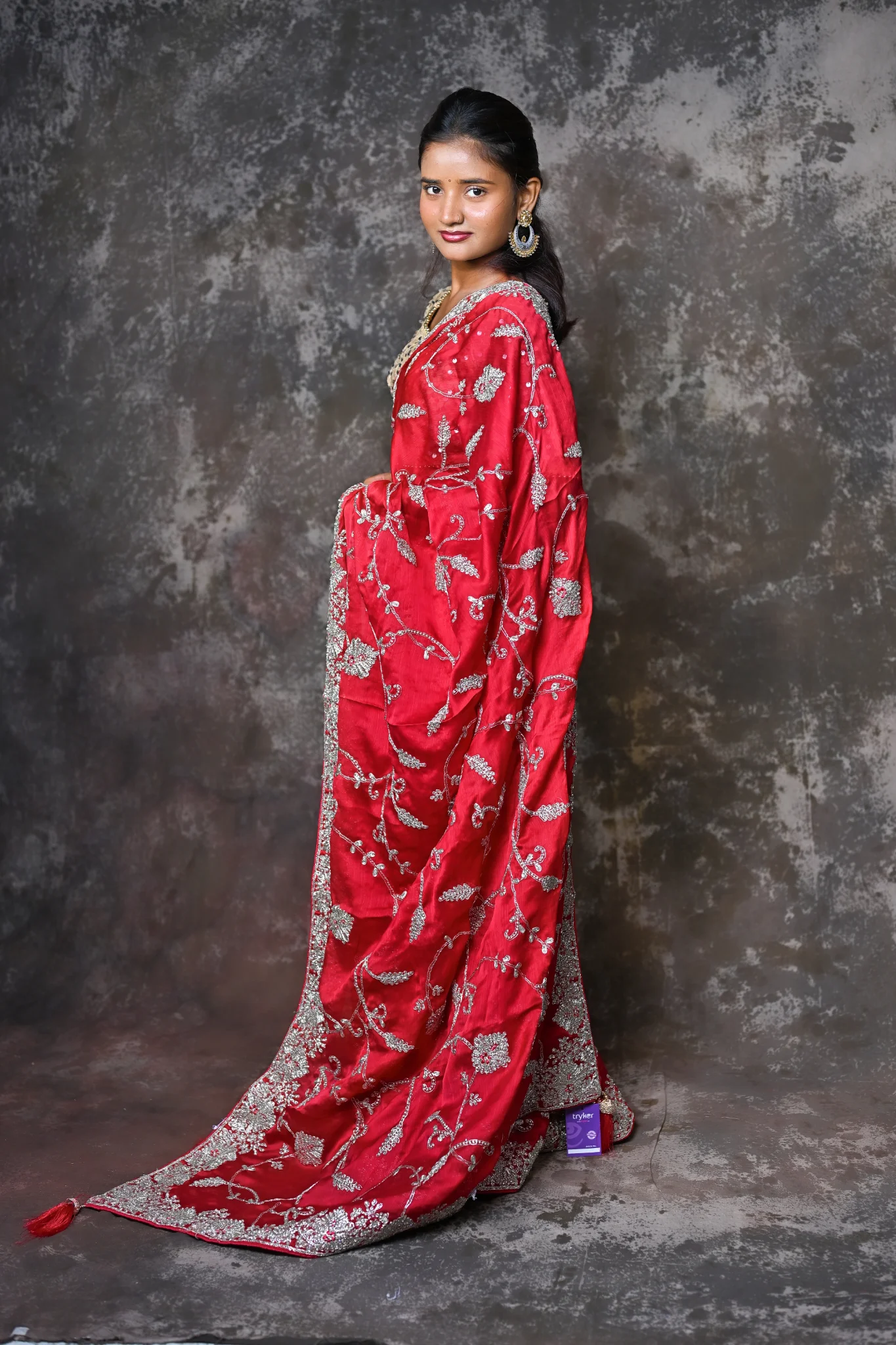 Olive green printed saree product